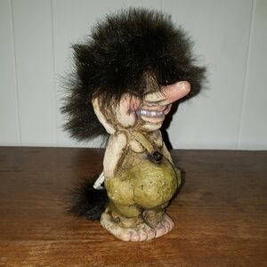 Vintage 1996 NyForm Troll Figurine with Black Hair and Tail 118